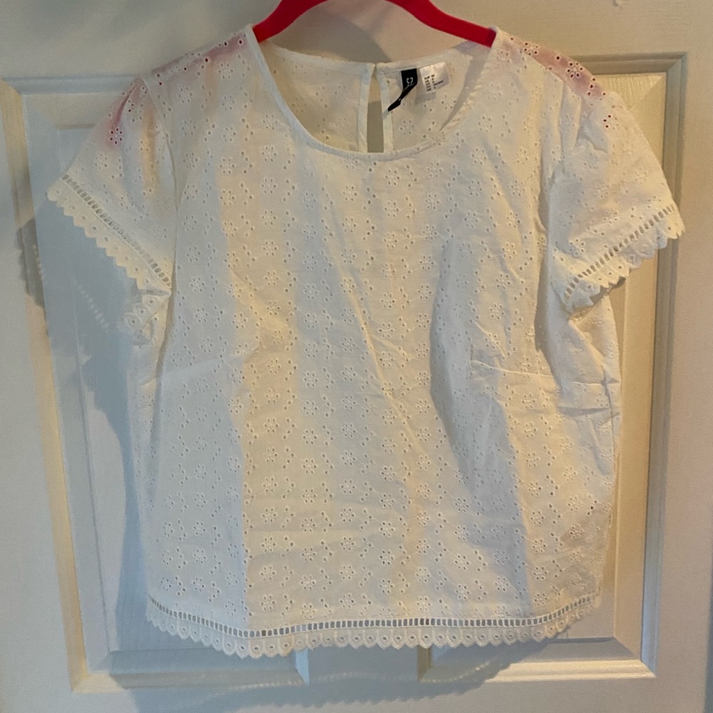 White Eyelet Kids Top